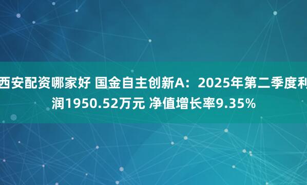 西安配资哪家好 国金自主创新A：2025年第二季度利润1950.52万元 净值增长率9.35%