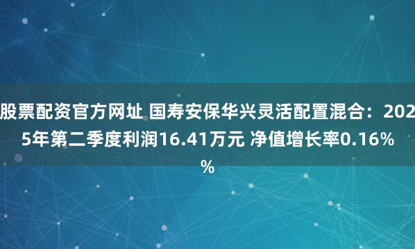 股票配资官方网址 国寿安保华兴灵活配置混合：2025年第二季度利润16.41万元 净值增长率0.16%